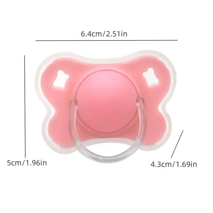 Lot de 2 sucettes pour bébé en forme de papillon avec couvercle pour usage quotidien (tétine ronde cerise) et usage nocturne (tétine pouce)