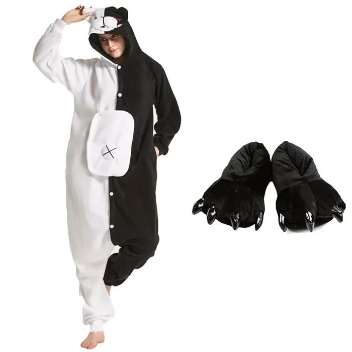 Monokuma licorne Kigurumi pyjama adulte Onesie Anime ours combinaison noir blanc Animal pyjamas femmes Halloween fête costume ensemble