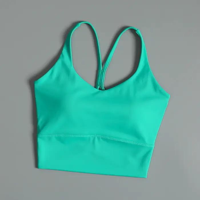 Très bon à porter! ! Fixation protection des seins anti-choc et beau dos soutien-gorge de fitness à bonnet fixe porte une course haut de gamme