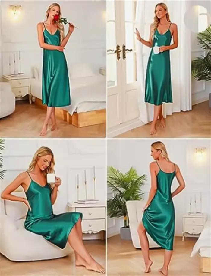 Chemise de nuit en soie pour femmes
