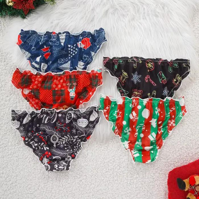 Sous-vêtements de noël pour femmes, gothique, sexy, imprimé graffiti, sans couture, pantalon en soie glacée, respirant, string pour filles