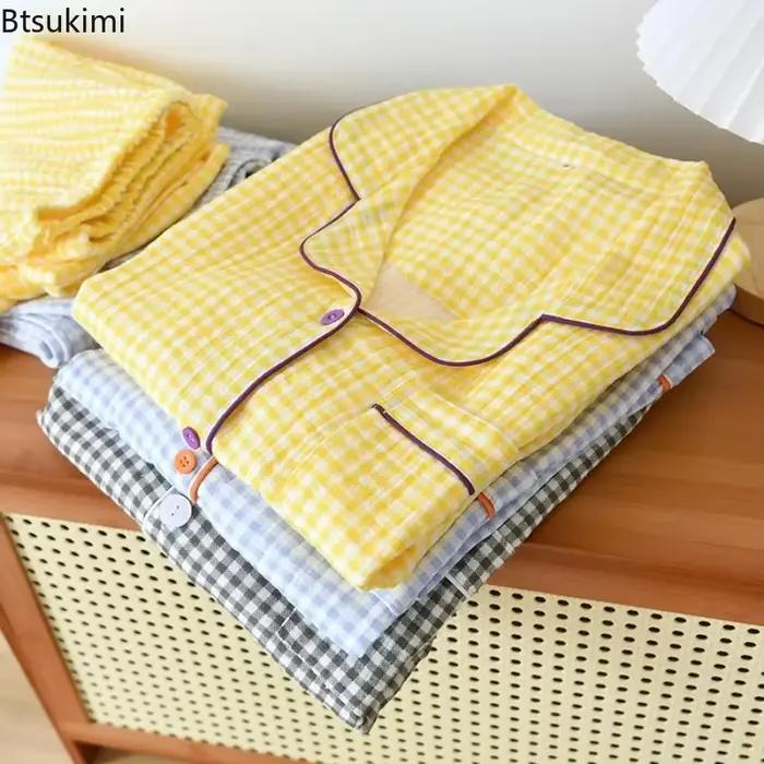 Ensembles de pyjamas en crêpe 100% coton pour couples
