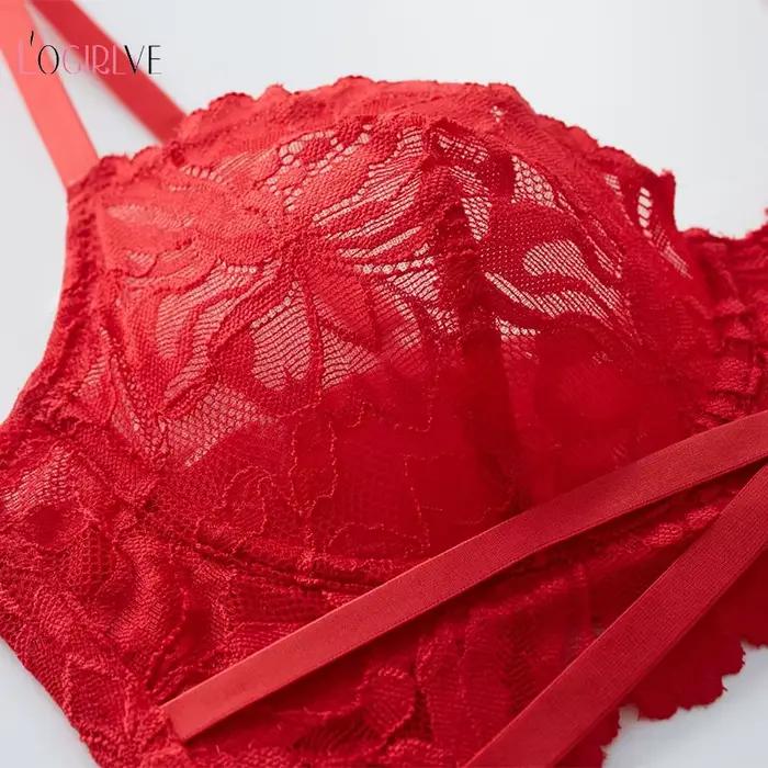 Logirlve ensemble de soutien-gorge Push Up brassière dentelle broderie