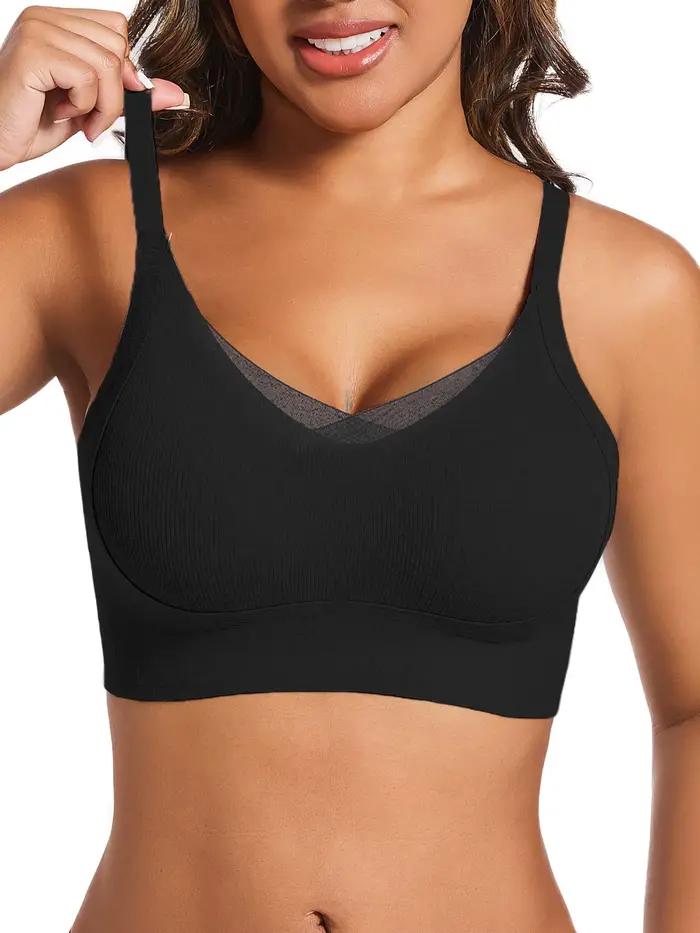Soutien-gorge push up noir décontracté pour femmes, polyester, viscose, elastane, rembourré, sans fil, fermeture au dos, pour toutes occasions, confort et féminité