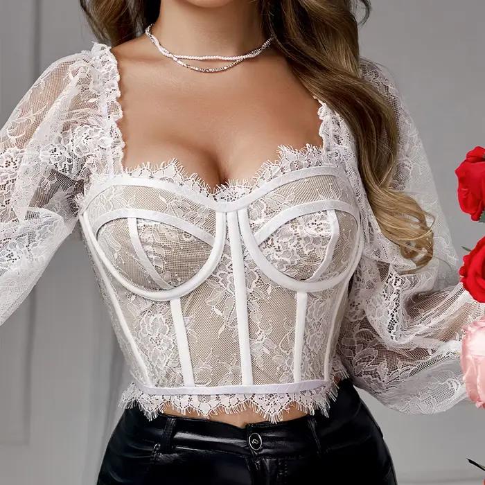 Corset en dentelle et maille pour femmes