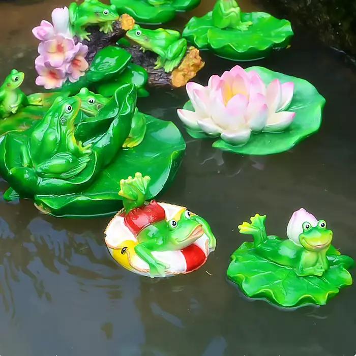 Statue de grenouille flottante en résine, jolie Sculpture d'étang décoratif de jardin en plein air, décoration de maison, de parc