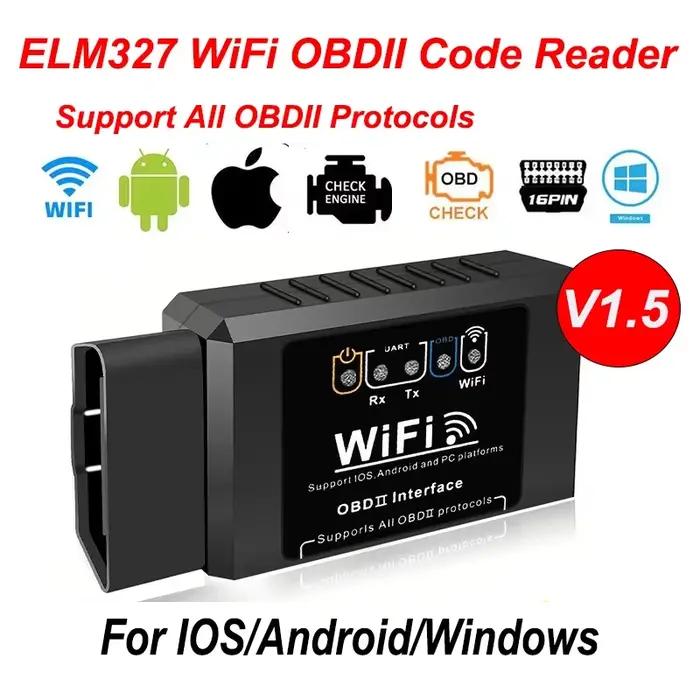 Lecteur de Code WiFi OBD2 ELM327, Scanner V1.5, outils de Diagnostic de voiture, détecteur de défauts de voiture pour Android/IOS/PC