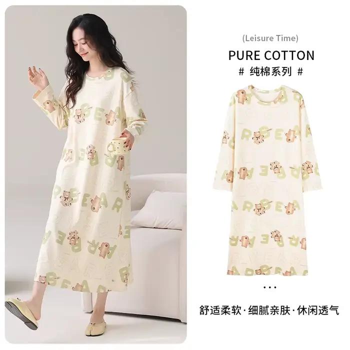 Nouvelle Robe de Nuit Femme 100% Coton