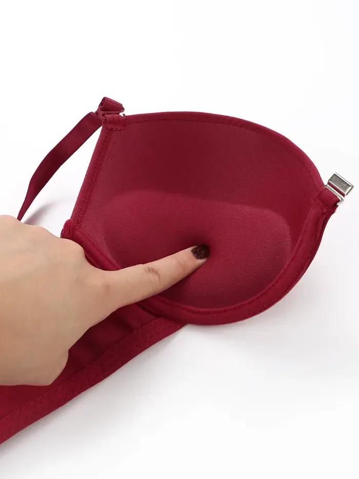 Vente chaude 2 pièces ensemble de sexy rouge avant bouton braissere beau dos papillon mode soutien-gorge push up femmes