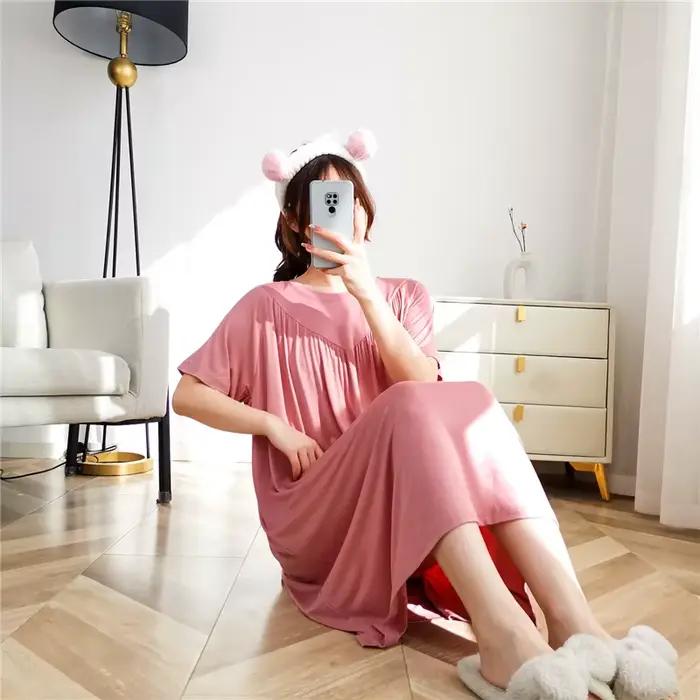 Net rouge nouveau Modal robe de nuit femmes printemps été chemises
