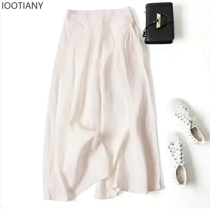 Culottes d'été pour femmes en coton et lin