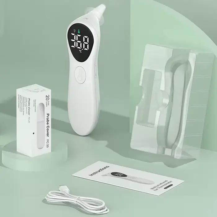 Thermomètre auriculaire médical rechargeable ℃ / ℉   Thermomètre corporel Laser numérique sans contact pour bébé et adulte, LCD, température de la fièvre