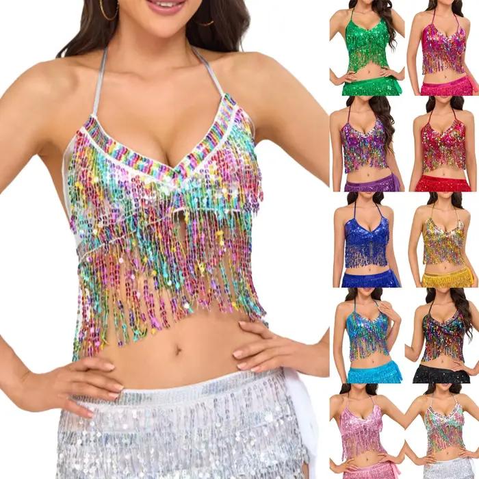 Soutien-gorge à franges et paillettes pour femmes