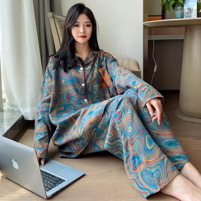 Pyjama Deux Pièces en Pur Coton pour Femme