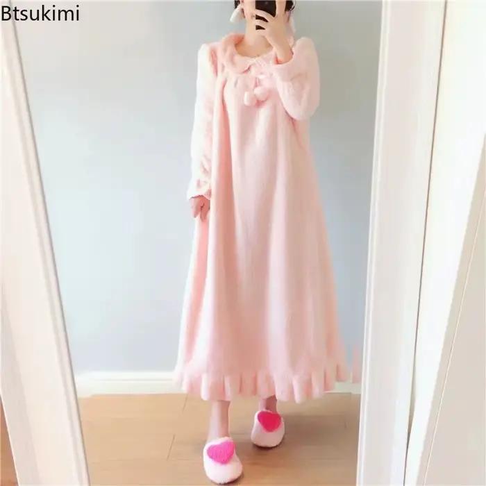 Chemise de nuit en flanelle épaisse pour femmes