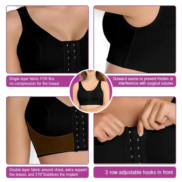Soutien-gorge en nylon et élasthanne pour récupération post-opératoire vêtement en Y avec crochets réglables hauts sans fil pour femmes occasions de convalescence