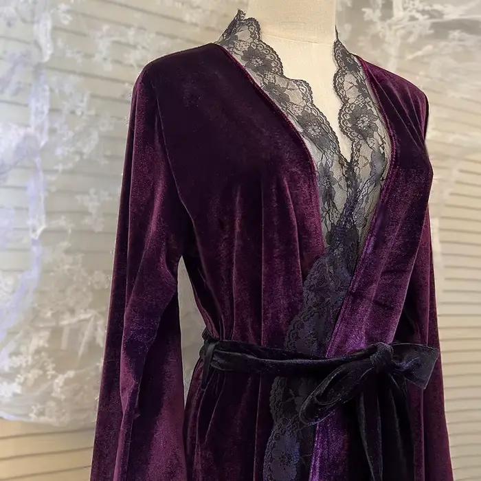 Robes de nuit sexy pyjamas pour femmes dentelle velours