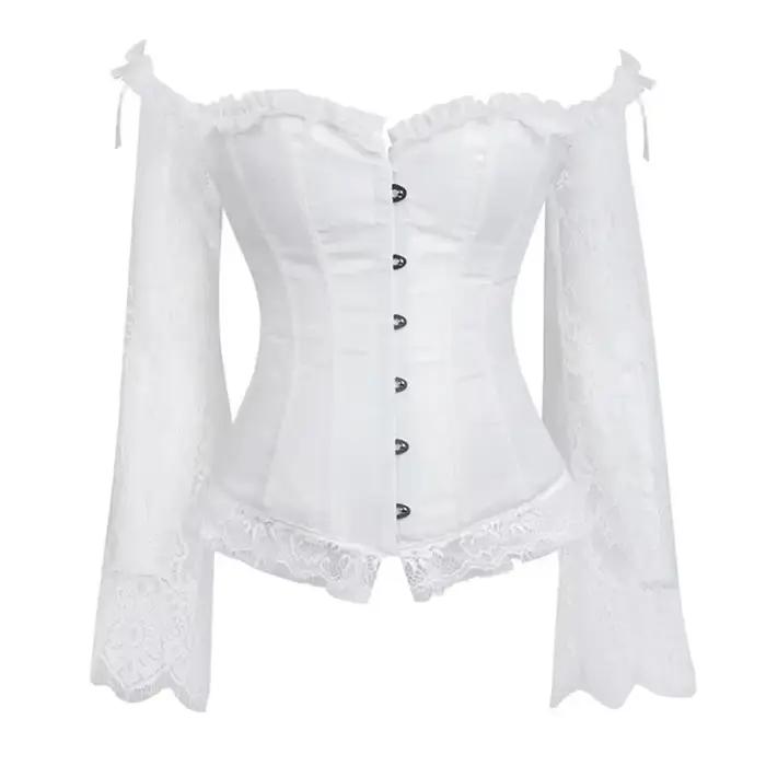 Femmes Sexy hauts Corset manches longues victorien Bustier Vintage gothique surbuste Burlesque manches nues dentelle Corsets gilet