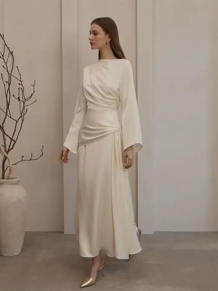 Marthaqiqi mode Femme pyjama à lacets nuisette à manches longues vêtements de nuit col rond chemise