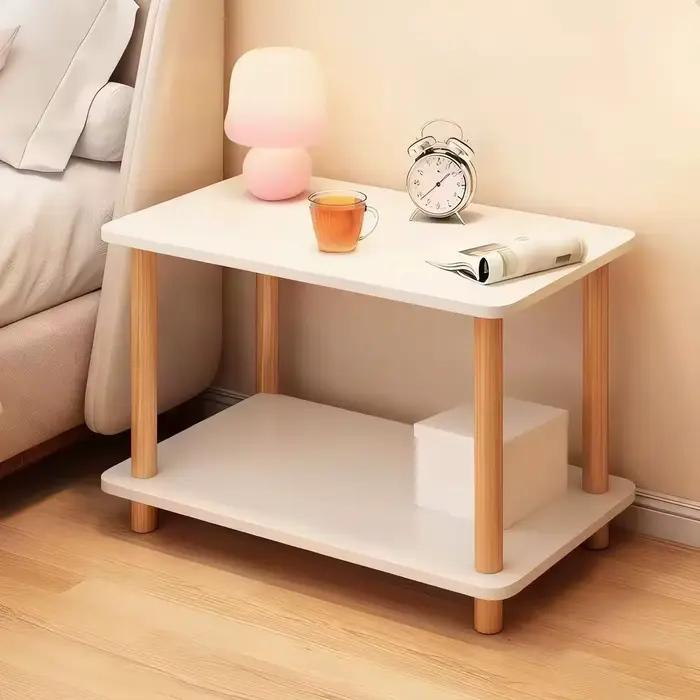 Table de chevet |   Table de chevet minimaliste pour location et chambre à coucher |   Armoire de rangement latérale avec pieds en bois massif |   Petite table d'appoint carrée