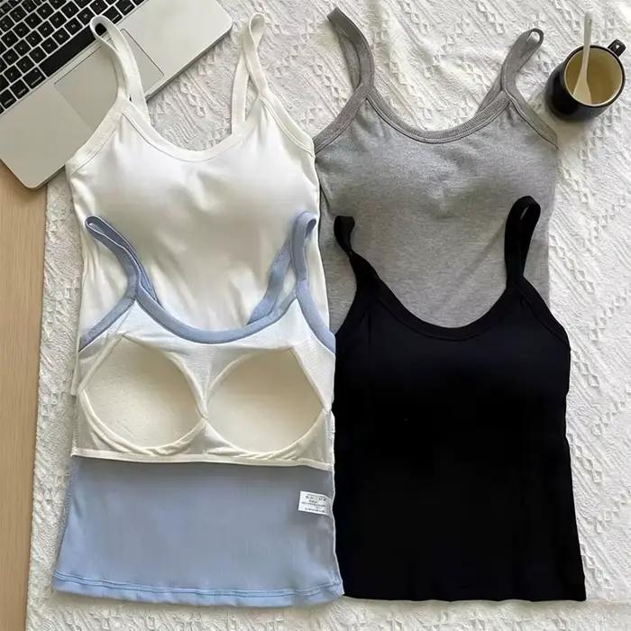 Camisole d'été polyvalente avec soutien-gorge intégré pour femme