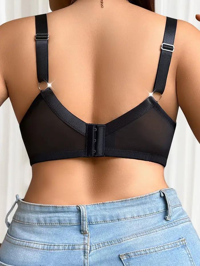 Grande taille sexy mode Lingerie sans fil fermeture avant buste complet soutien-gorge noir grandes tailles de sous-vêtements 1XL-5XL MR3527