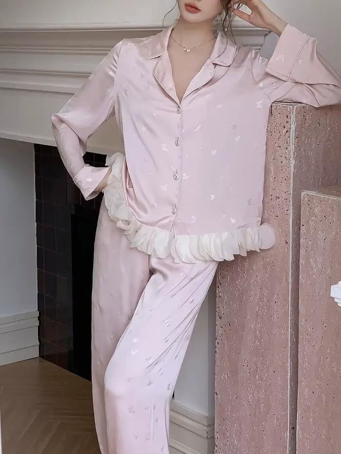 Pyjama en Satin de soie Jacquard