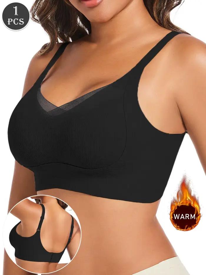 Soutien-gorge push up noir décontracté pour femmes, polyester, viscose, elastane, rembourré, sans fil, fermeture au dos, pour toutes occasions, confort et féminité
