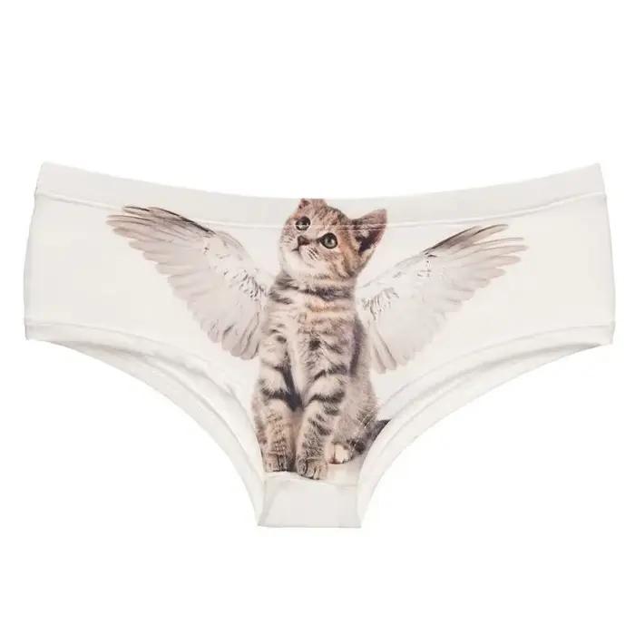 Ange chat dessin animé culottes impression 3D femmes sans couture mignon Push Up string Lingerie slips sous-vêtements