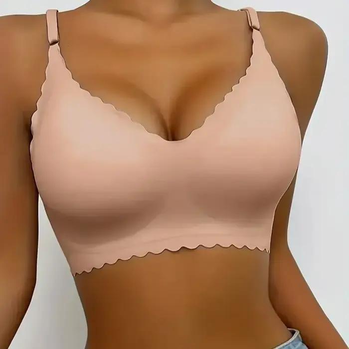 Offre spéciale 6 couleurs nouveau sous-vêtements en soie glacée soutien-gorge confortable sans fil rembourré bord