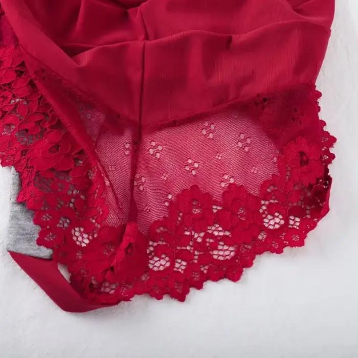 Culotte taille haute en dentelle épissée pour femme