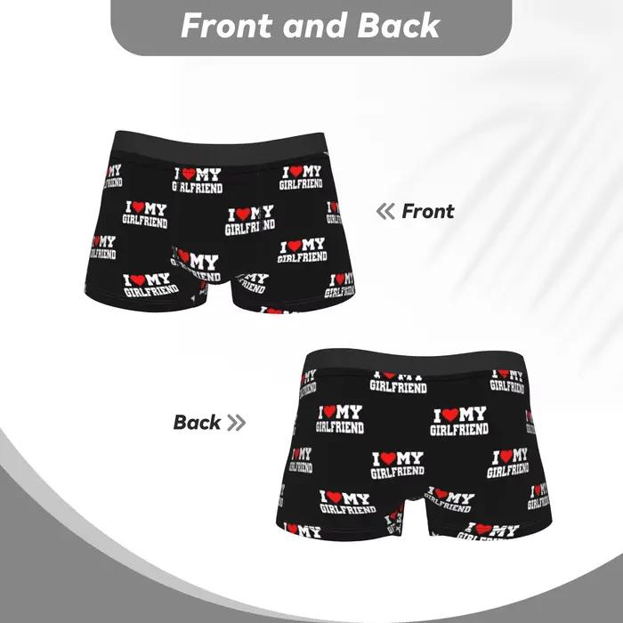 Je l'aime, ma petite amie - Sous-vêtements de la Saint-Valentin - Boxer personnalisé de haute qualité pour homme - Culotte respirante