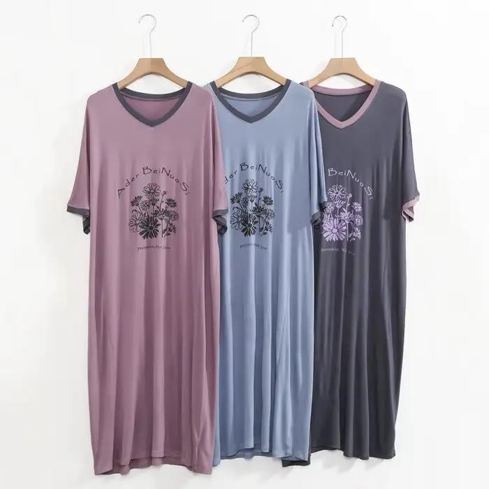 Vêtements de nuit femme dessin animé imprimé chemise