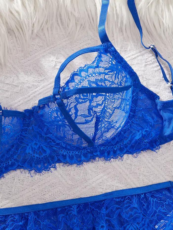 Ellolace – Ensemble de lingerie élégant pour femme, soutien-gorge séduisant, ceinture et string, 3 pièces, lien de commande exclusif France