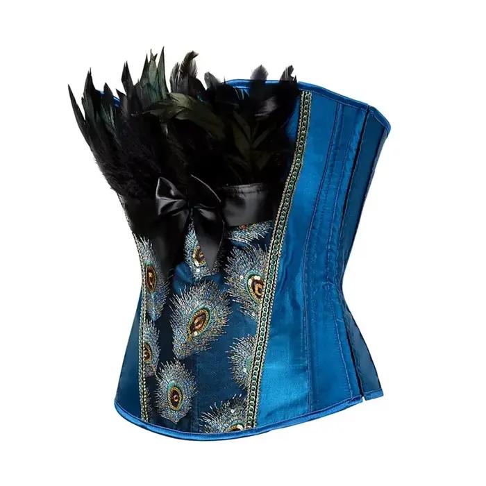 Caudatus Corsets et Bustiers paon broderie princesse Burlesque surbuste Corset gothique plume vêtements corps Shaper Bustier