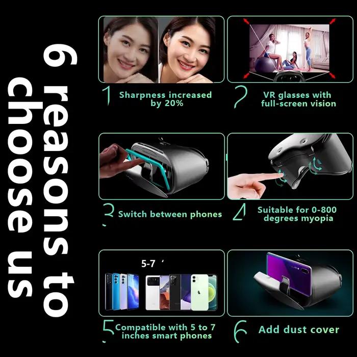Lunettes de réalité virtuelle 3D VR pour iPhone Android Smartphone téléphone portable casque casque casque avec lentilles réelles lunettes appareils