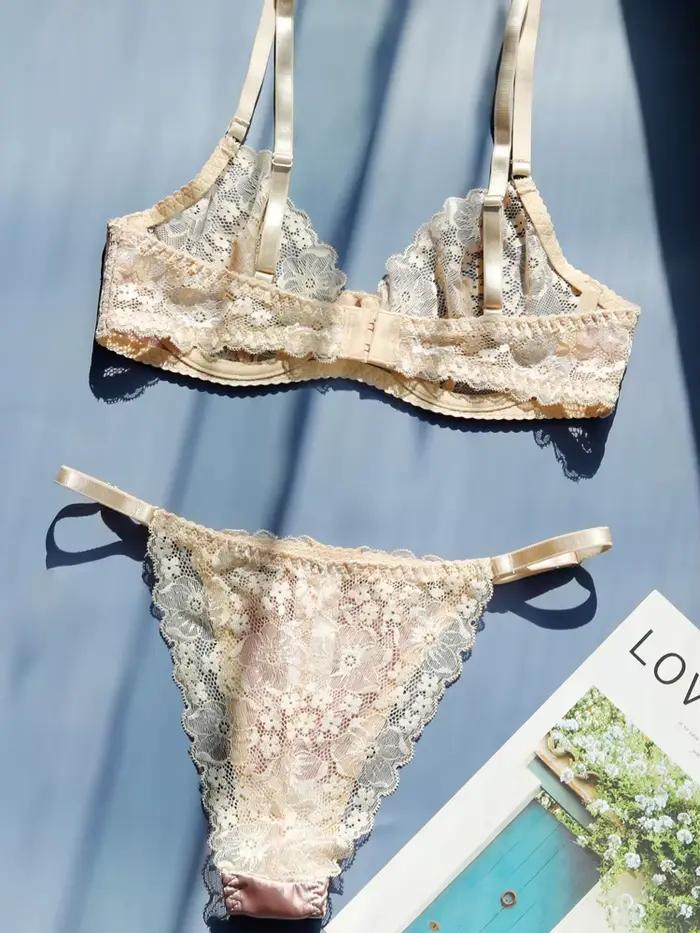 Femmes mode dentelle Patchwork Lingerie grand sein soutien-gorge taille basse string ensemble de sous-vêtements Sexy
