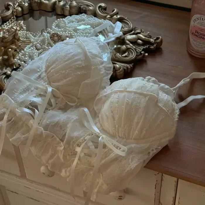 Corset rétro, soutien-gorge à lacets croisés en dentelle Lolita
