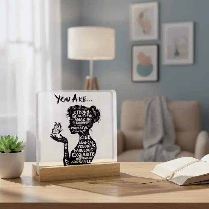 Cadeaux pour la fête des mères, artisanat, design 2D, plaque inspirante, acrylique transparent, décoration de bureau, ornements, cadeaux pour maman, décoration de bureau