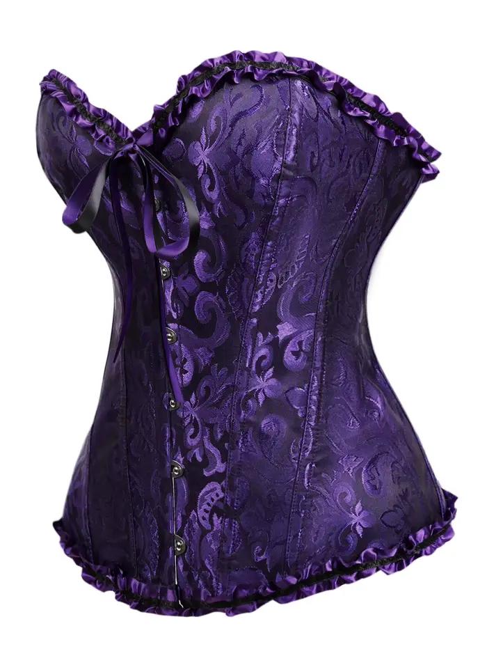Corset violet jacquard à encolure cœur