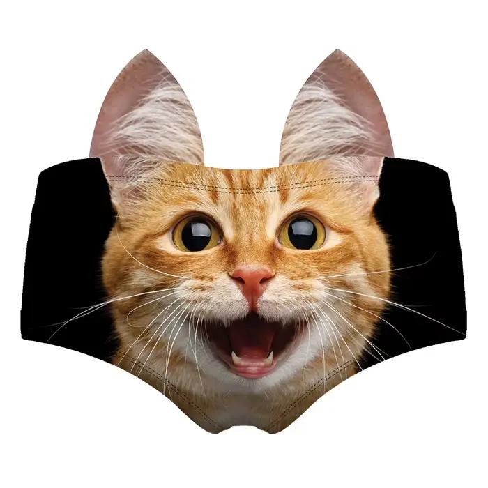 Culotte à motif d'animaux mignons pour femmes, impression 3D, over, chat, culotte mignonne, taureau, chien, guépard avec oreilles, taille relevée et hanche, culotte sexy