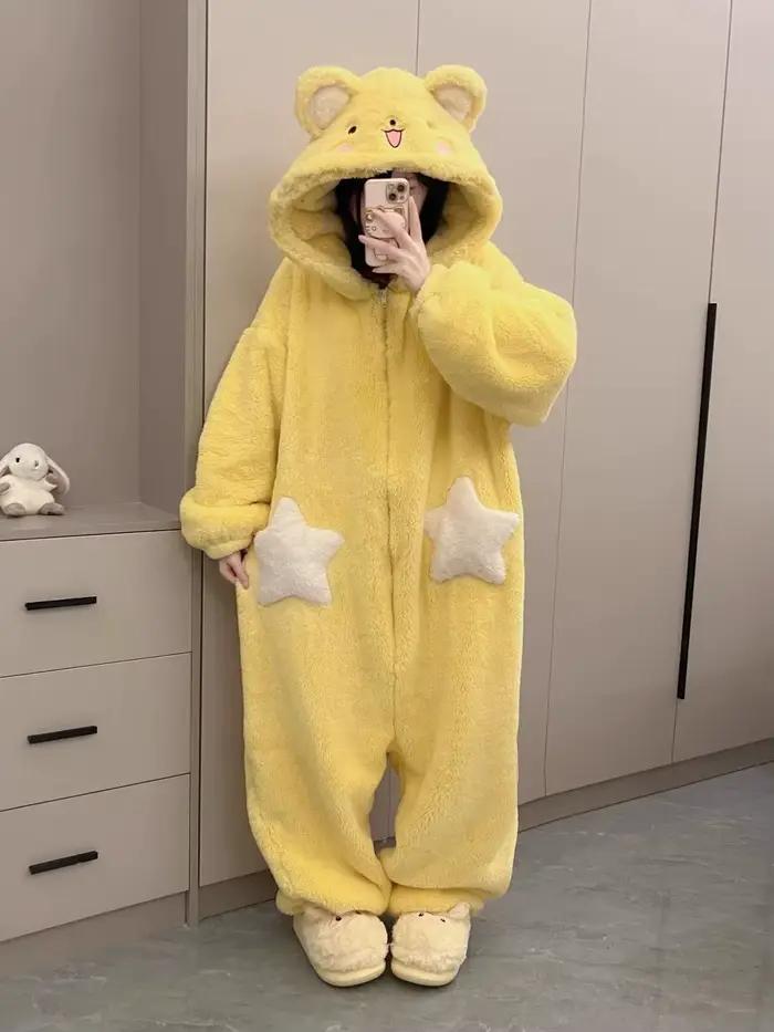 Combinaison d'hiver à capuche Kigurumi licorne pour femme