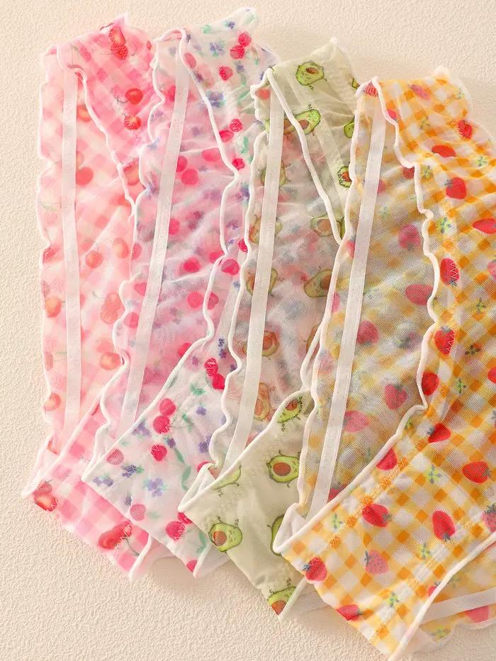 Lot de 4 culottes transparentes en maille pour femme