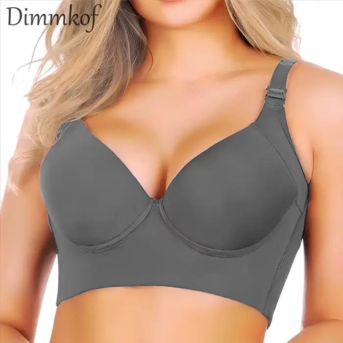 Dimmkof couverture complète du dos soutien-gorge Push up femmes cacher le dos gros coupe profonde Shapewear graisse