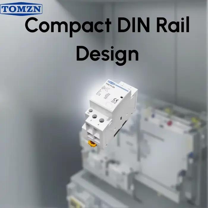 Contacteur monophasé sur rail DIN TOMZN 63A – Commande : AC/DC 24V/110V/230V, Principal : 230V AC, Contacts : 2NO2NC ou 1NO1NC