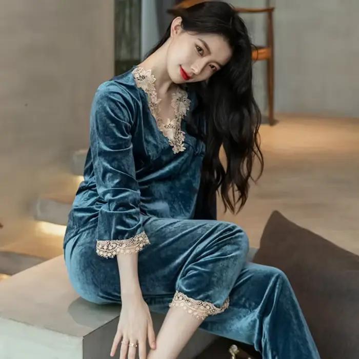 Ensemble de pyjamas en velours pour femmes