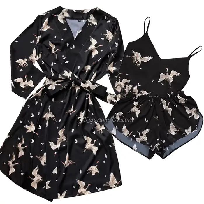 Pyjama en satin imprimé µpour femme