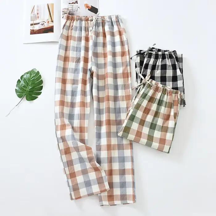 Pantalon de pyjama en coton à carreaux pour femmes et hommes