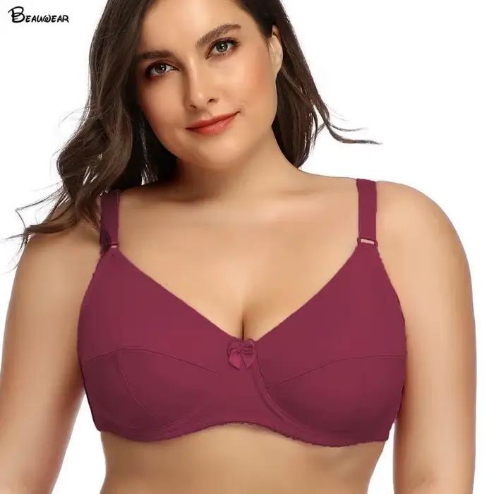 Beauwear-Soutien-gorge uni de grande taille avec fil pour femme