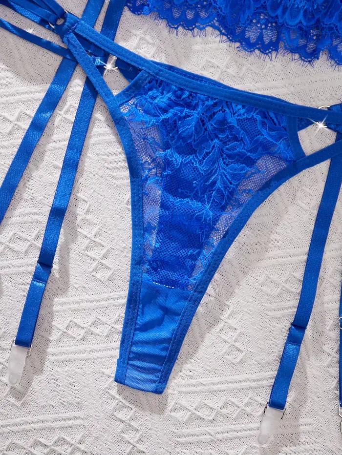 Ellolace – Ensemble de lingerie élégant pour femme, soutien-gorge séduisant, ceinture et string, 3 pièces, lien de commande exclusif France